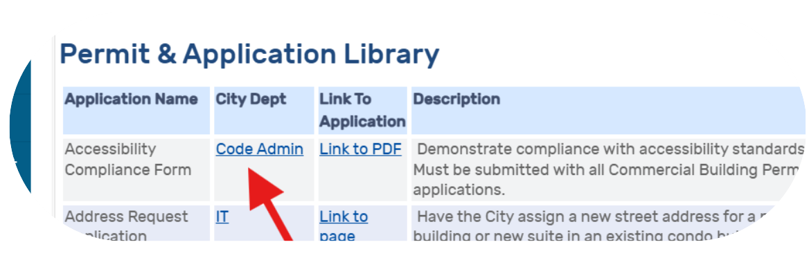 screenshot of permit library